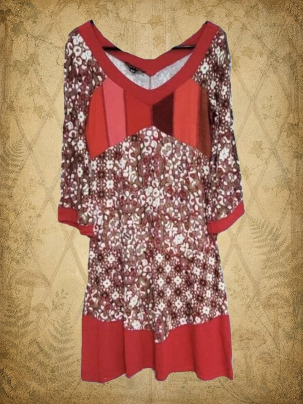 🍄50% MYCO ANNA Boho Red Midi Dress sz M